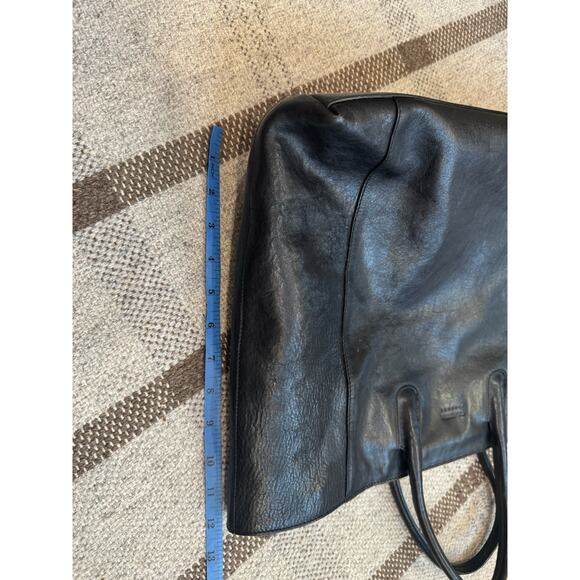 Claudia Firenze Black Leather Tote Bag Purse Large Italy - Picture 11 of 12